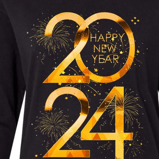 New Years Eve Party Supplies 2024 Happy New Year Fireworks Womens Cotton Relaxed Long Sleeve T-Shirt