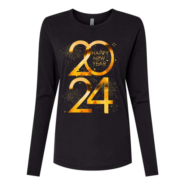 New Years Eve Party Supplies 2024 Happy New Year Fireworks Womens Cotton Relaxed Long Sleeve T-Shirt