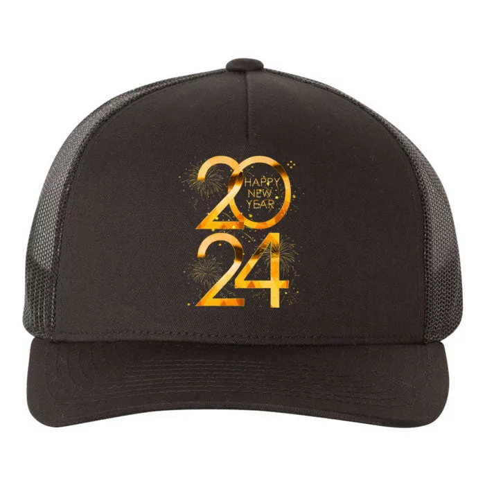 New Years Eve Party Supplies 2024 Happy New Year Fireworks Yupoong Adult 5-Panel Trucker Hat