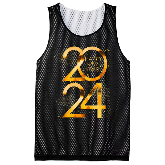 New Years Eve Party Supplies 2024 Happy New Year Fireworks Mesh Reversible Basketball Jersey Tank