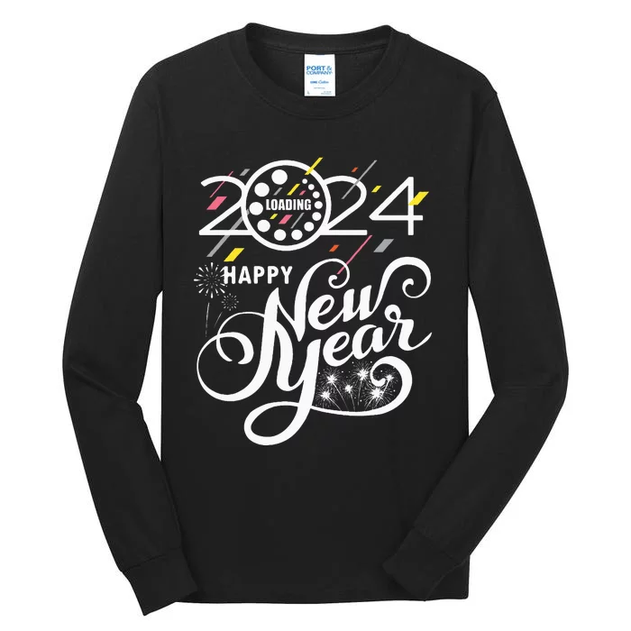 New Years Eve Party Supplies 2024 Happy New Year Fireworks Tall Long Sleeve T-Shirt