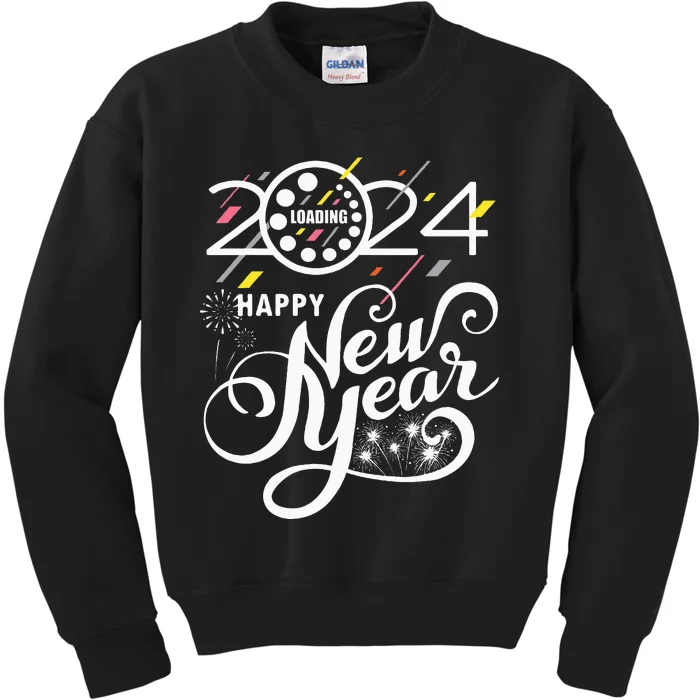 New Years Eve Party Supplies 2024 Happy New Year Fireworks Kids Sweatshirt