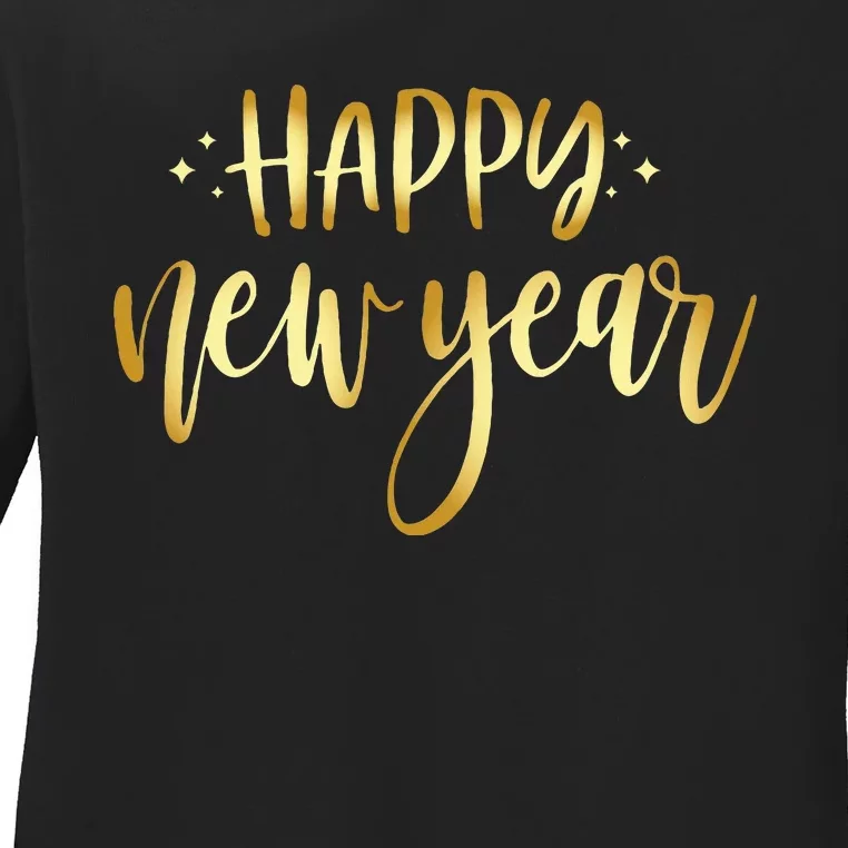 New Years Eve Party Supplies 2024 Happy New Year Fireworks Ladies Long Sleeve Shirt