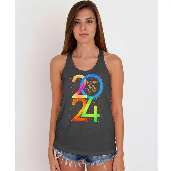 New Year's Eve 2024 Colorful NYE Party Women's Knotted Racerback Tank