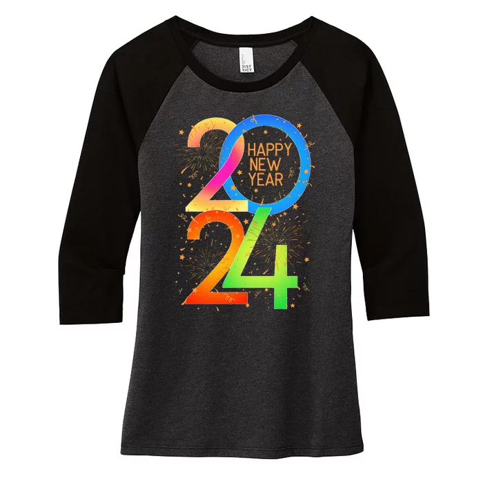 New Year's Eve 2024 Colorful NYE Party Women's Tri-Blend 3/4-Sleeve Raglan Shirt