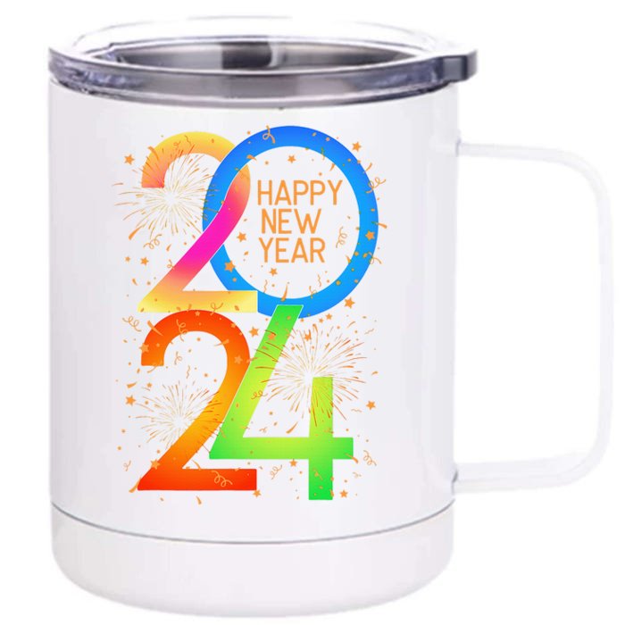 New Year's Eve 2024 Colorful NYE Party Front & Back 12oz Stainless Steel Tumbler Cup