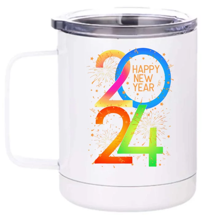 New Year's Eve 2024 Colorful NYE Party Front & Back 12oz Stainless Steel Tumbler Cup