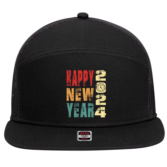 New Years Eve Party Happy new years 2024 7 Panel Mesh Trucker Snapback Hat