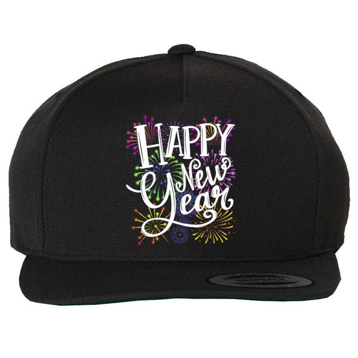 New Years Eve Party Supplies 2024 Happy New Year Fireworks Wool Snapback Cap