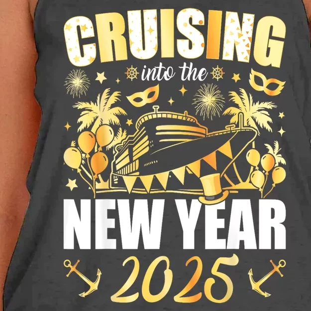 New Years Eve Party Cruising Into 2025 Favors Family Holiday Gift Women's Knotted Racerback Tank