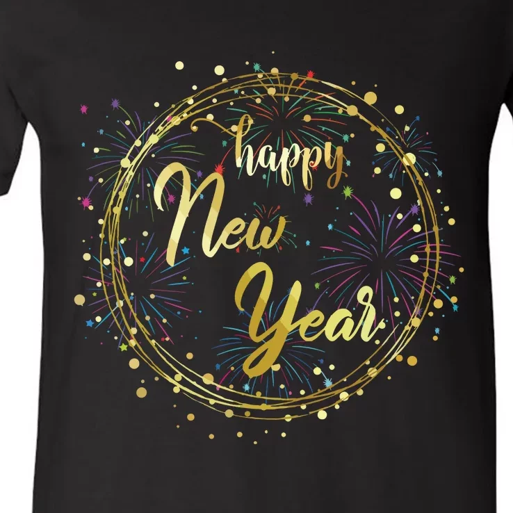 New Years Eve Party Supplies 2024 Happy New Year Family V-Neck T-Shirt