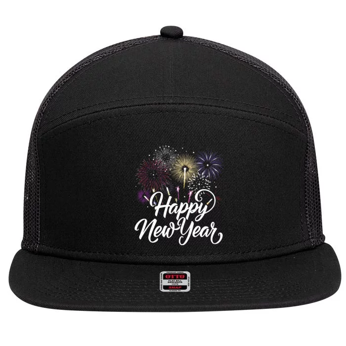 New Years Eve Party Supplies Nye 2024 Happy New Year 7 Panel Mesh Trucker Snapback Hat