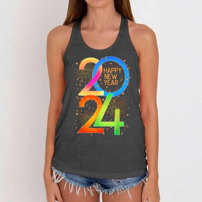 New YearS Eve 2024 Colorful Nye Party Women's Knotted Racerback Tank