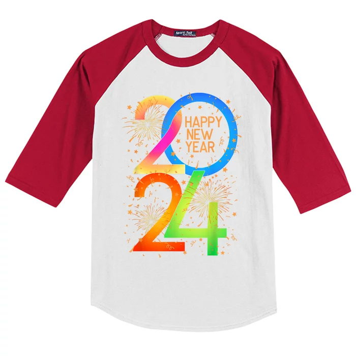 New YearS Eve 2024 Colorful Nye Party Kids Colorblock Raglan Jersey