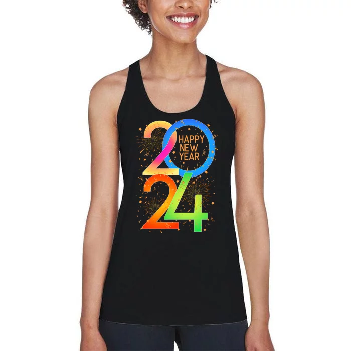 New YearS Eve 2024 Colorful Nye Party Women's Racerback Tank