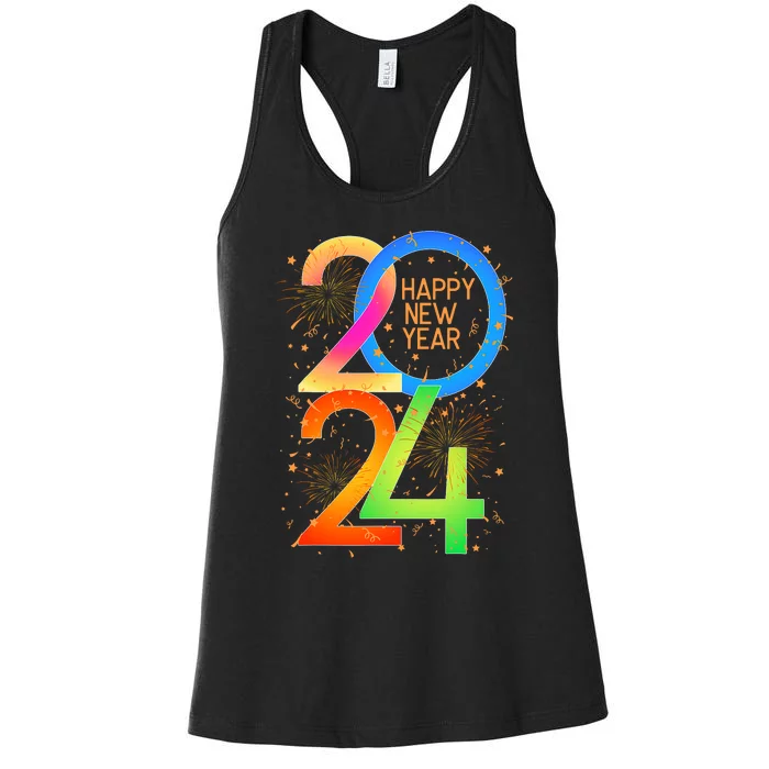 New YearS Eve 2024 Colorful Nye Party Women's Racerback Tank