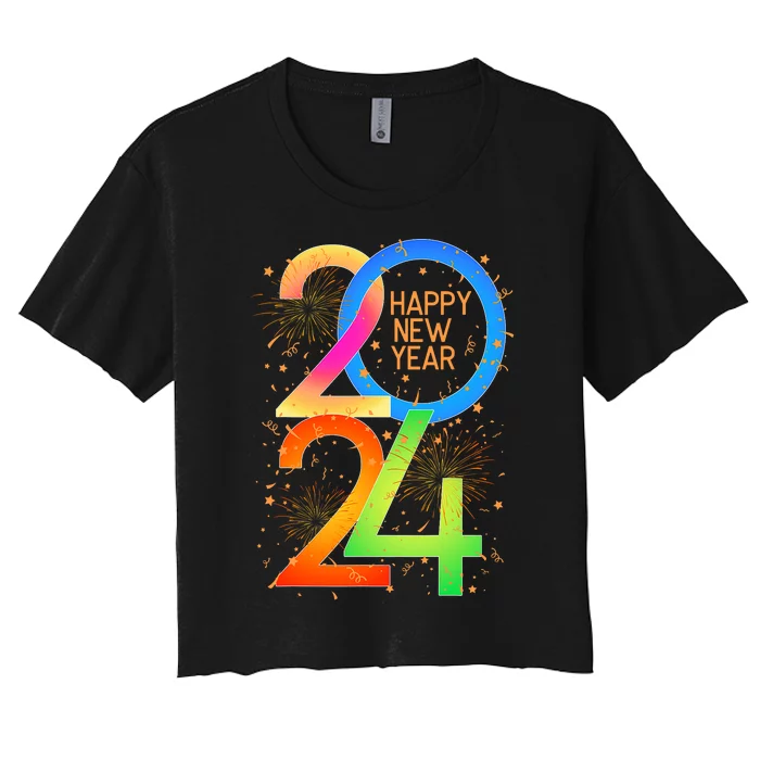 New YearS Eve 2024 Colorful Nye Party Women's Crop Top Tee