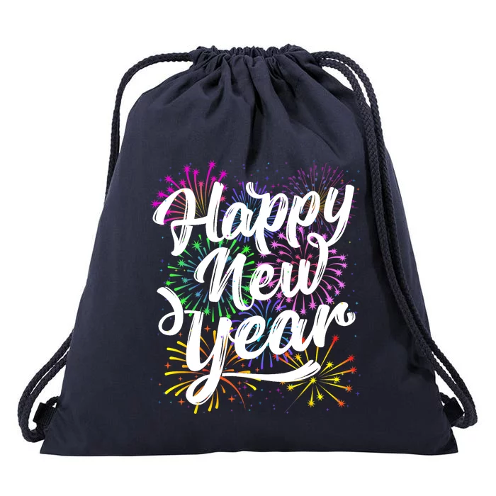 New Years Eve Party Supplies 2024 Happy New Year Fireworks Drawstring Bag