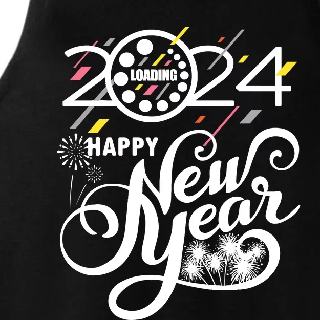 New Years Eve Party Supplies 2024 Happy New Year Fireworks Ladies Tri-Blend Wicking Tank