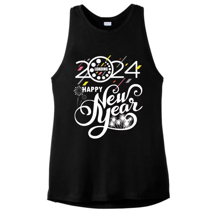 New Years Eve Party Supplies 2024 Happy New Year Fireworks Ladies Tri-Blend Wicking Tank