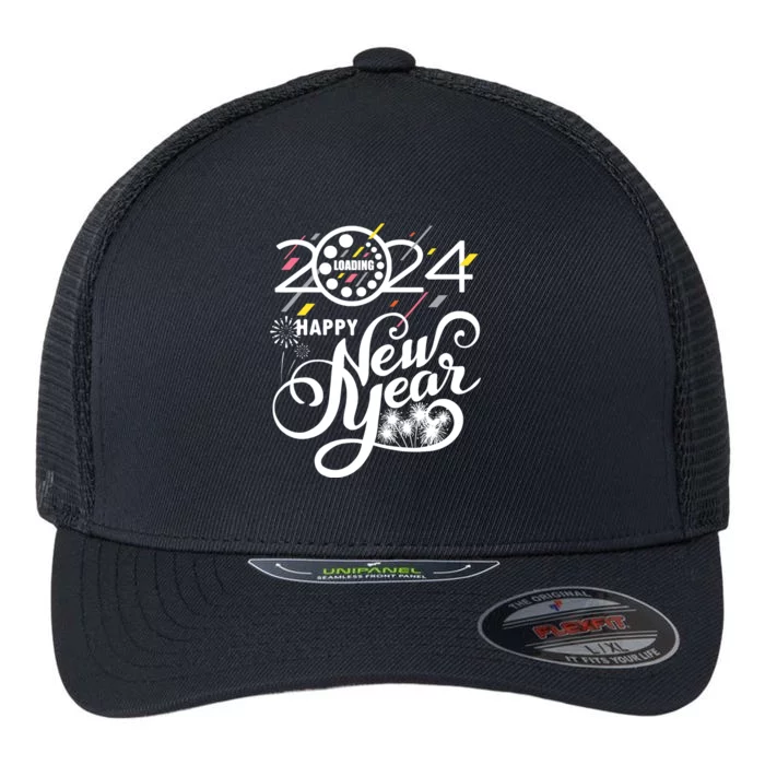 New Years Eve Party Supplies 2024 Happy New Year Fireworks Flexfit Unipanel Trucker Cap