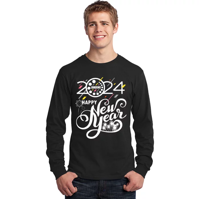 New Years Eve Party Supplies 2024 Happy New Year Fireworks Long Sleeve Shirt