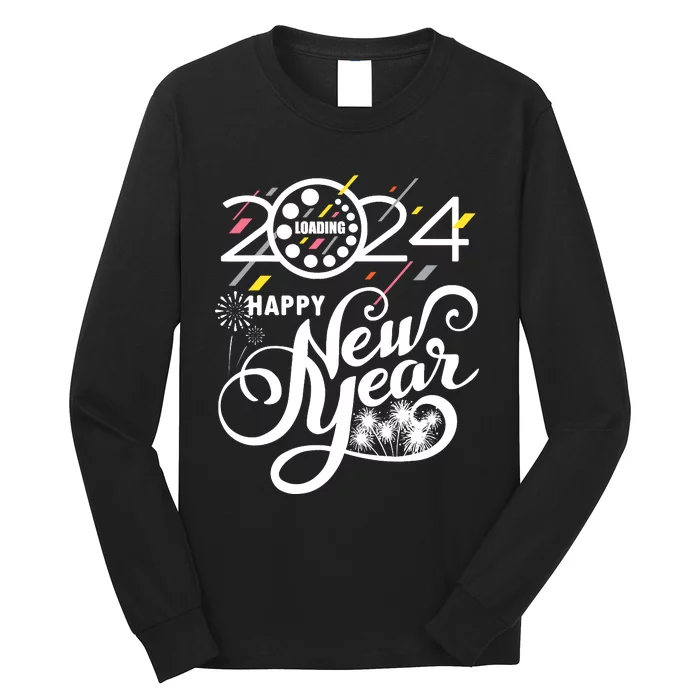 New Years Eve Party Supplies 2024 Happy New Year Fireworks Long Sleeve Shirt