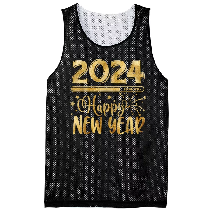 New Years Eve Party Supplies 2024 Happy New Year Fireworks Mesh Reversible Basketball Jersey Tank