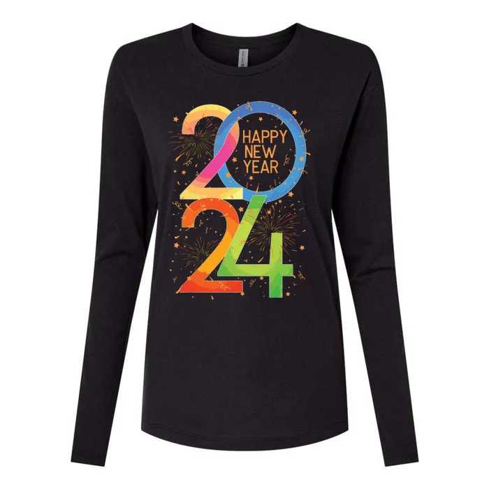 New Years Eve 2024 Colorful Nye Party Womens Cotton Relaxed Long Sleeve T-Shirt