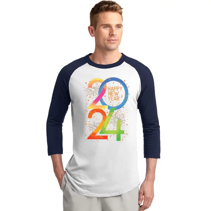 New Years Eve 2024 Colorful Nye Party Baseball Sleeve Shirt