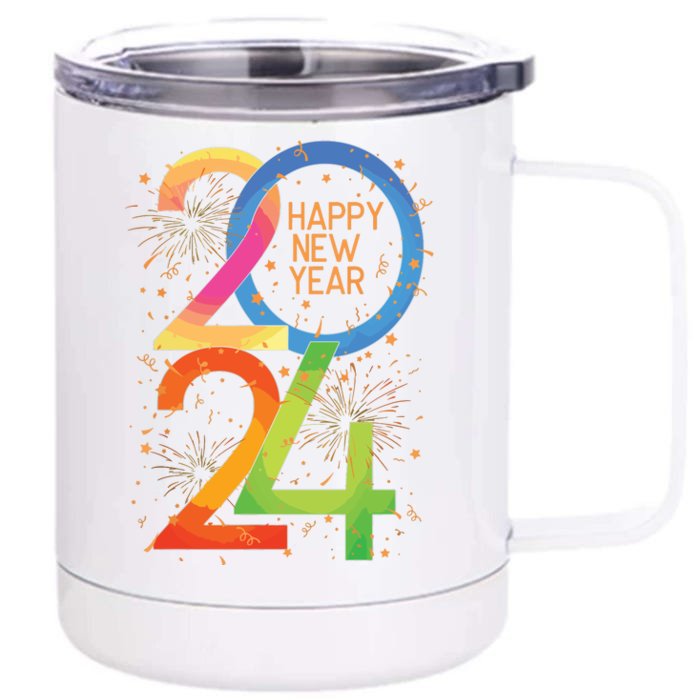 New Years Eve 2024 Colorful Nye Party Front & Back 12oz Stainless Steel Tumbler Cup