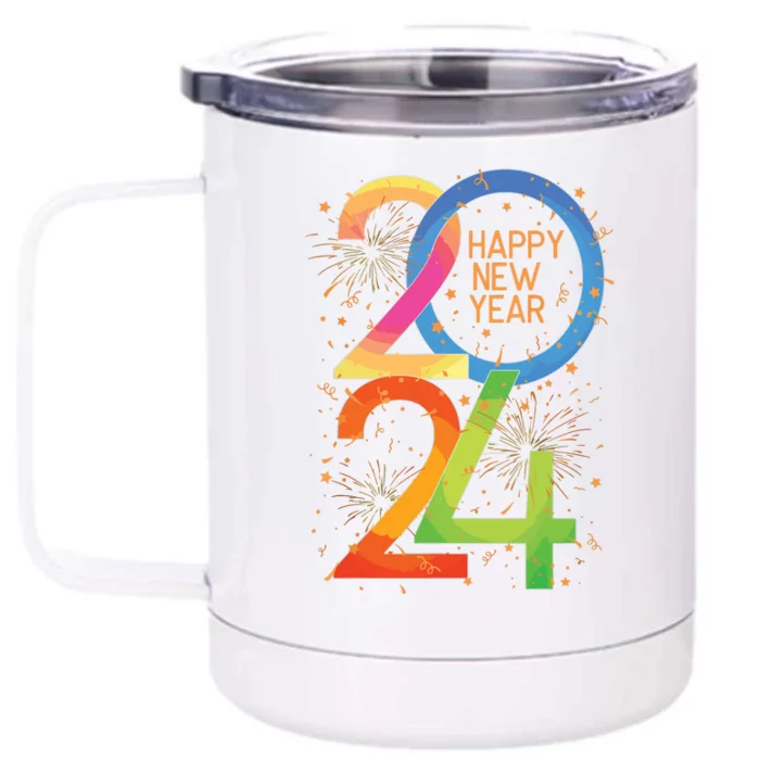 New Years Eve 2024 Colorful Nye Party Front & Back 12oz Stainless Steel Tumbler Cup