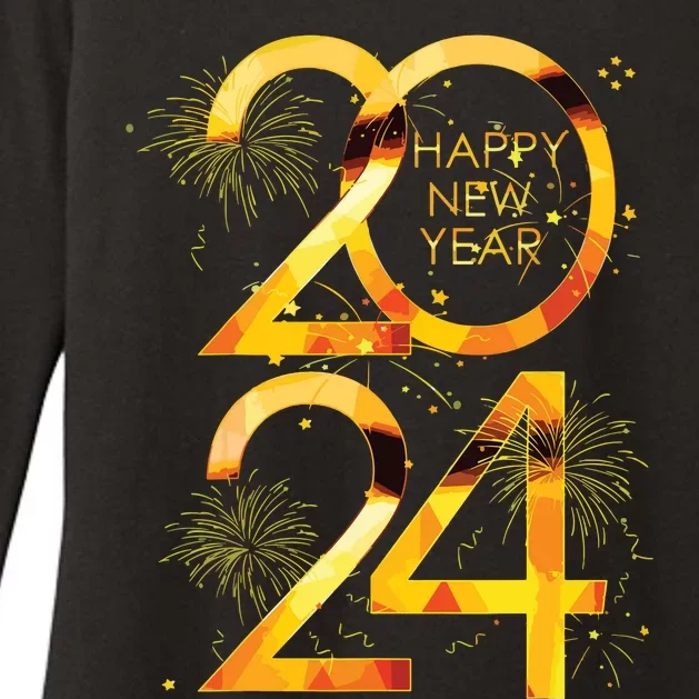 New Years Eve Party Supplies 2024 Happy New Year Fireworks Womens CVC Long Sleeve Shirt