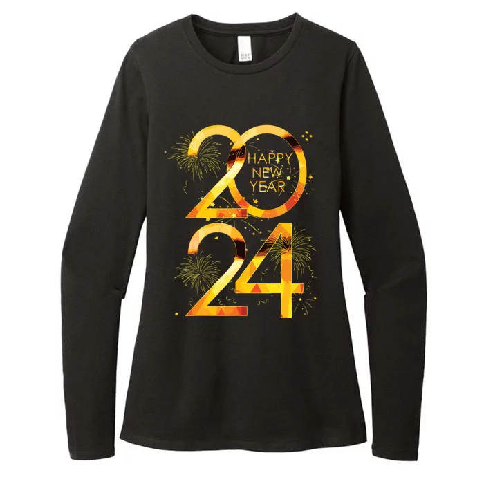 New Years Eve Party Supplies 2024 Happy New Year Fireworks Womens CVC Long Sleeve Shirt