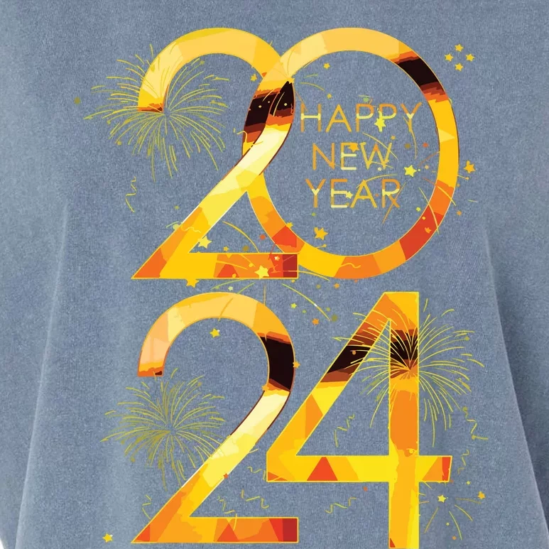 New Years Eve Party Supplies 2024 Happy New Year Fireworks Garment-Dyed Women's Muscle Tee