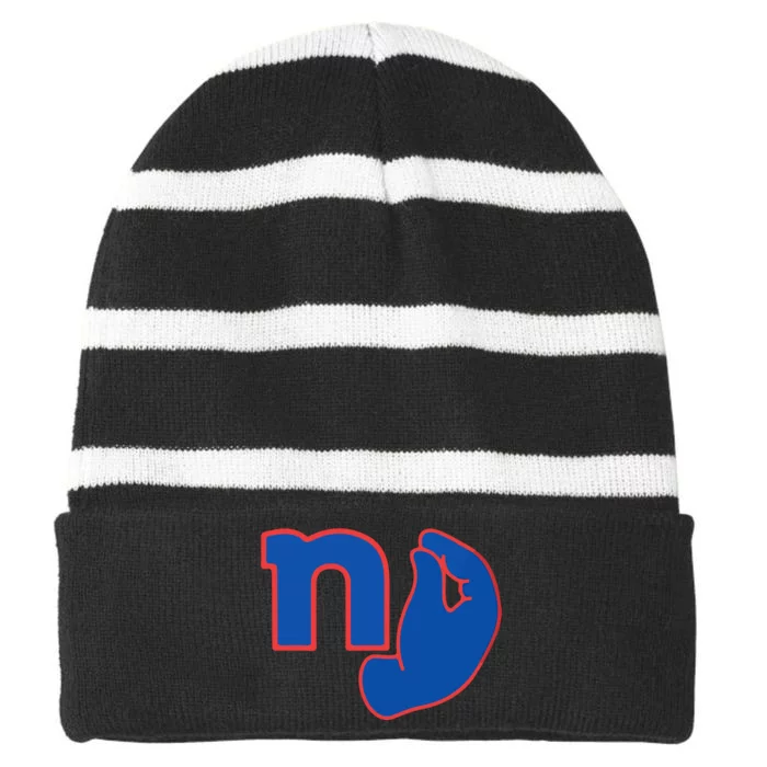 New York Football Striped Beanie with Solid Band