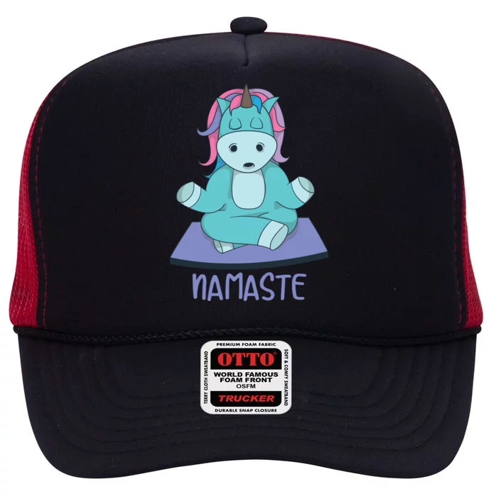 Namaste Yoga Funny Meditating Magical Creature Gift High Crown Mesh Trucker Hat