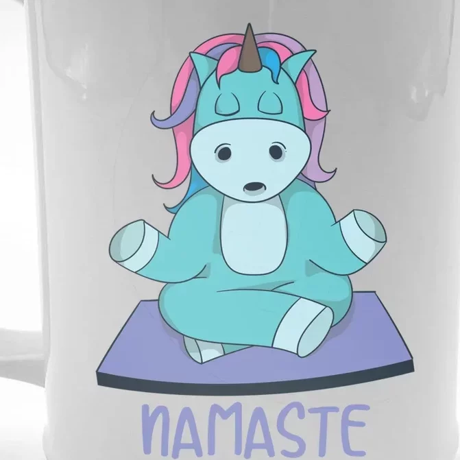 Namaste Yoga Funny Meditating Magical Creature Gift Front & Back Beer Stein