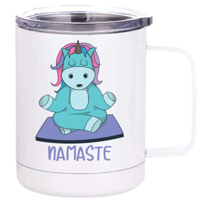 Namaste Yoga Funny Meditating Magical Creature Gift Front & Back 12oz Stainless Steel Tumbler Cup