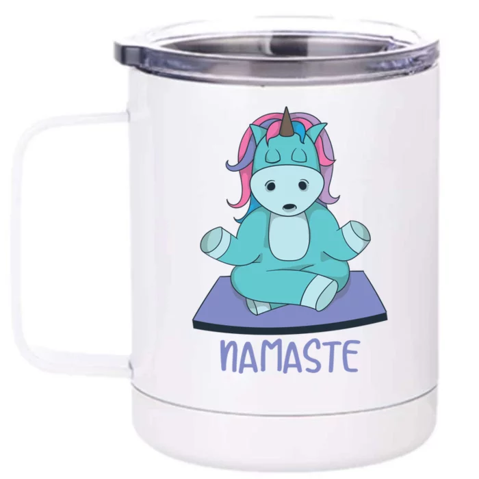 Namaste Yoga Funny Meditating Magical Creature Gift Front & Back 12oz Stainless Steel Tumbler Cup