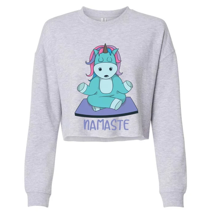 Namaste Yoga Funny Meditating Magical Creature Gift Cropped Pullover Crew