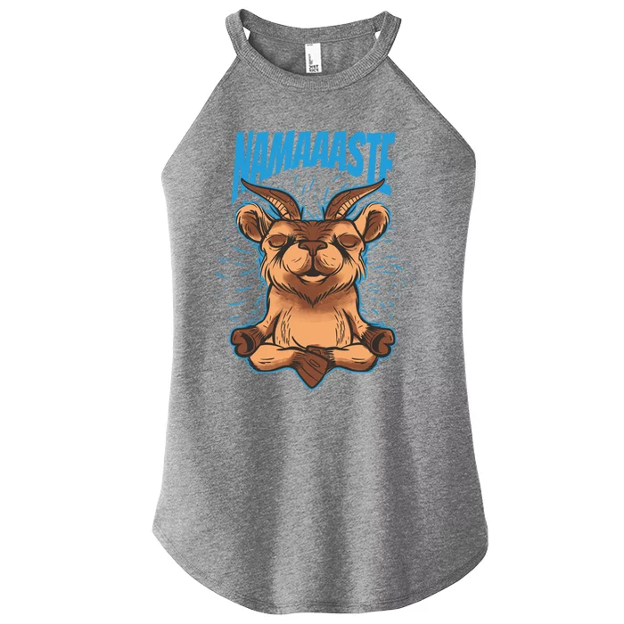 Namaste Yoga Goat Cute Gift Women’s Perfect Tri Rocker Tank