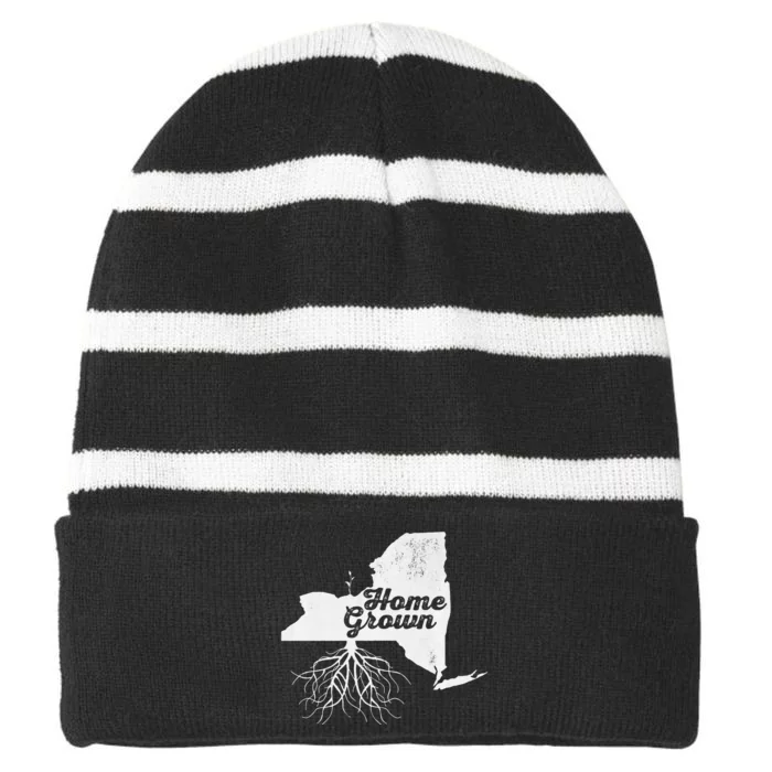 New York Home Grown Roots Ny State Pride Striped Beanie with Solid Band