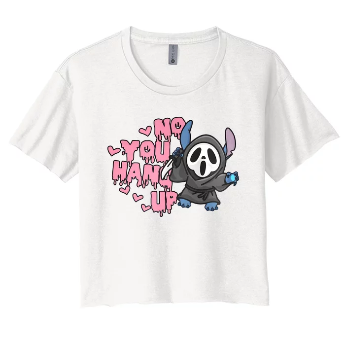 No You Hang Up Funny Ghostface Scream Horror Valentine's Day Women's Crop Top Tee