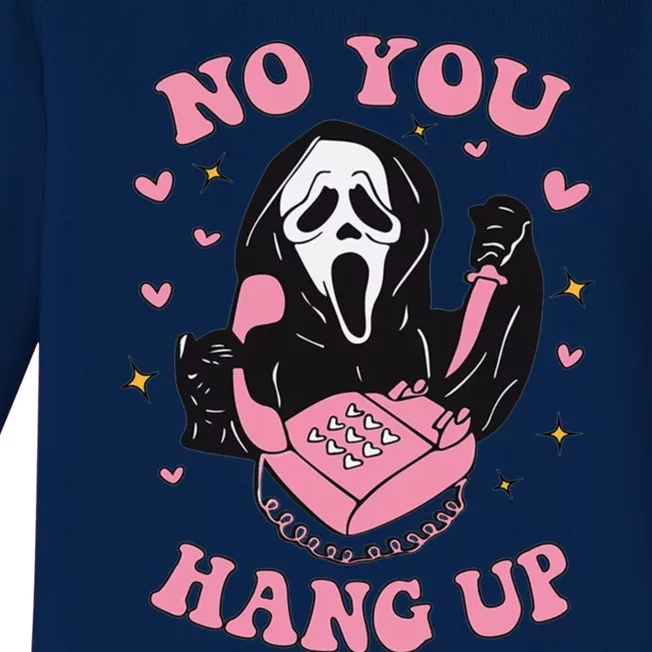 No You Hang Up Funny Halloween Ghostface Baby Long Sleeve Bodysuit