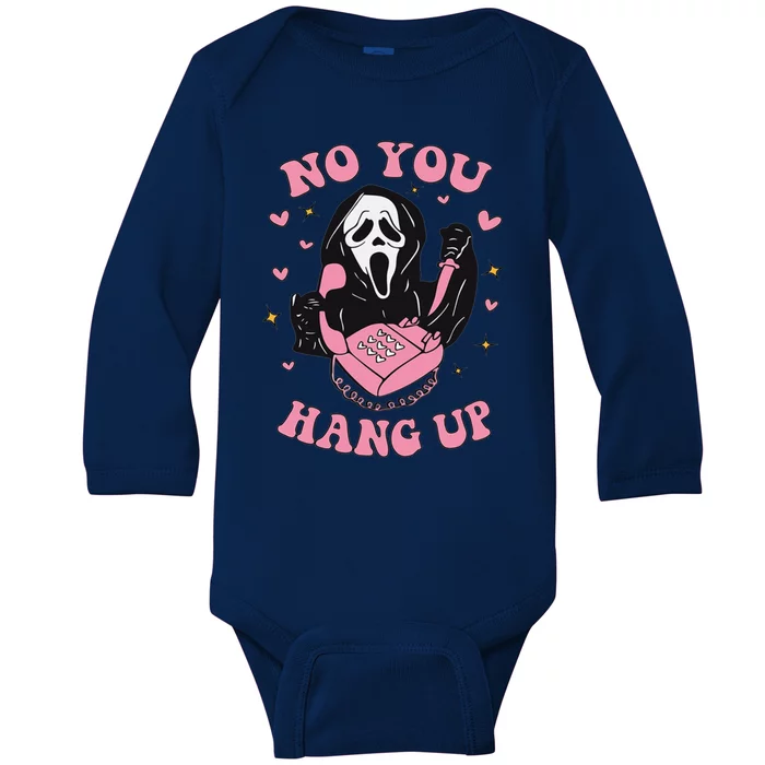 No You Hang Up Funny Halloween Ghostface Baby Long Sleeve Bodysuit