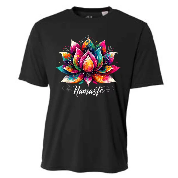 Namaste Yoga Lotus Flower Meditaton Zen Bohemian Cooling Performance Crew T-Shirt