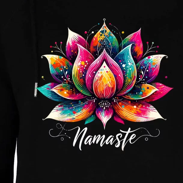 Namaste Yoga Lotus Flower Meditaton Zen Bohemian Womens Funnel Neck Pullover Hood