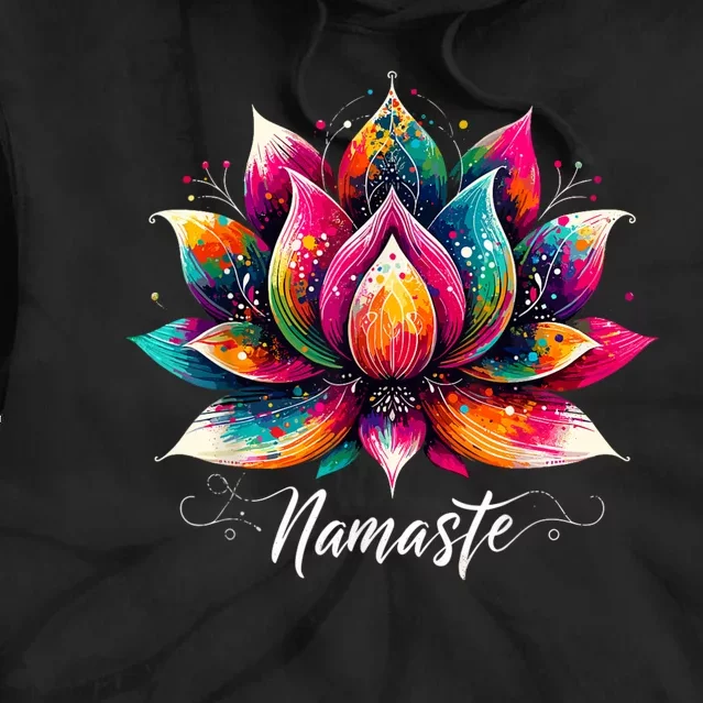 Namaste Yoga Lotus Flower Meditaton Zen Bohemian Tie Dye Hoodie