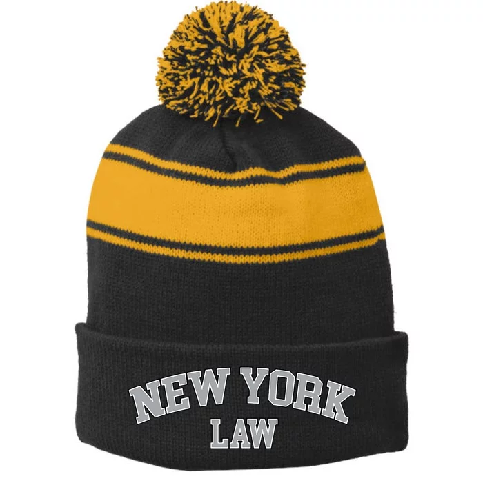 New York Lawyer Attorney Bar Graduate School Law Gift Stripe Pom Pom Beanie